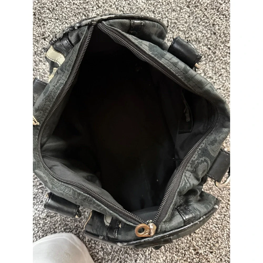 Fox Racing Bag Black Y2K Gothic Logo Canvas Barrel Handbag Motocross Vintage